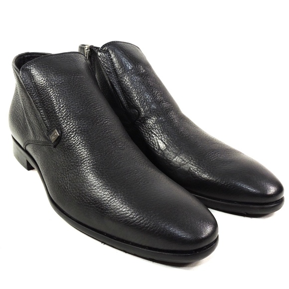 ERNESTO DOLANI 🇮🇹 MEN'S BLACK SOFT DEER LEATHER COMFORT WINTER BOOTIE - Picture 2 of 8